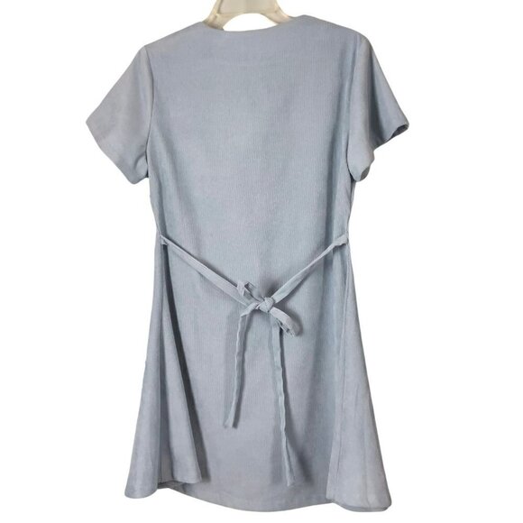 Daisy Street Women's Size 8 Powder Blue Corduroy Tie Waist Button Through Skater - Picture 3 of 9